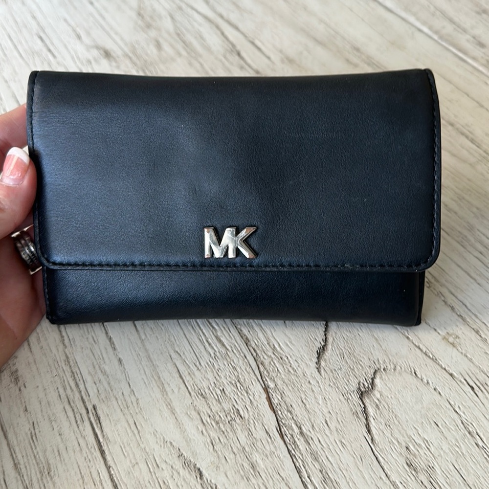 Michael Kors black leather wallet.